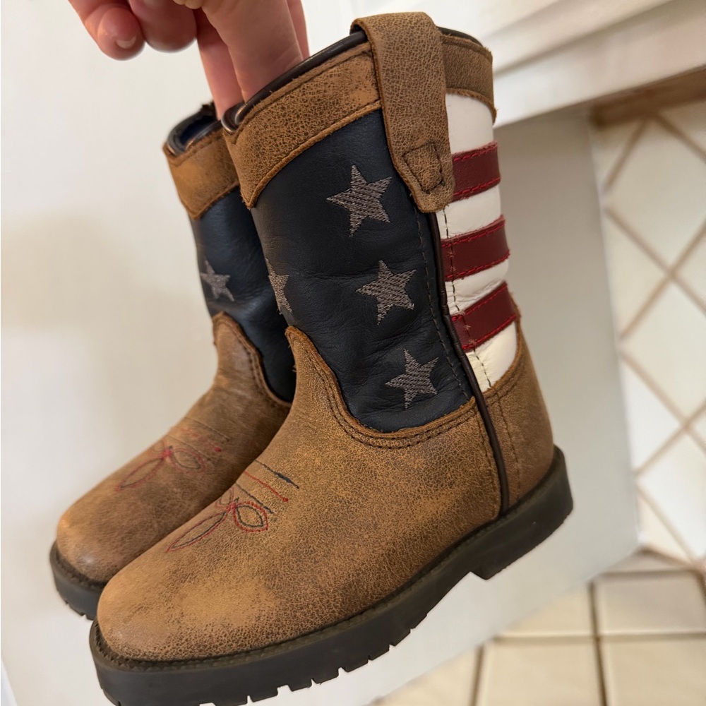 Brown and Blue Kids Boots with Stars